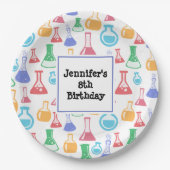 Bekers en Flasks Fun Science Patroon Verjaardag Papieren Bordje (Voorkant)