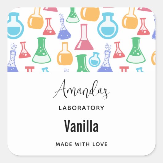 Bekers en Flasks Leuk Patroon Kaars Zakelijk Vierkante Sticker (Voorkant)