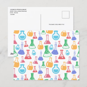 Bekers en Flasks Leuk Wetenschapspatroon Briefkaart