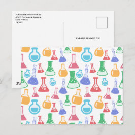 Bekers en Flasks Leuk Wetenschapspatroon Briefkaart