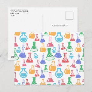 Bekers en Flasks Leuk Wetenschapspatroon Briefkaart