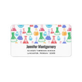 Bekers en Flasks Leuk Wetenschapspatroon Etiket (Voorkant)