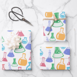 Bekers en Flasks Leuk Wetenschapspatroon Inpakpapier Vel