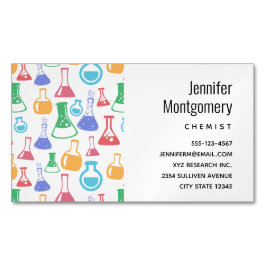 Bekers en Flasks Leuk Wetenschapspatroon Magnetisch Visitekaartje