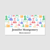 Bekers en Flasks Leuk Wetenschapspatroon Naamplaatje (Voorkant)