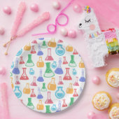 Bekers en Flasks Leuk Wetenschapspatroon Papieren Bordje (Feest)