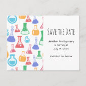 Bekers en Flasks Leuk Wetenschapspatroon Uitnodiging Briefkaart (Voorkant)