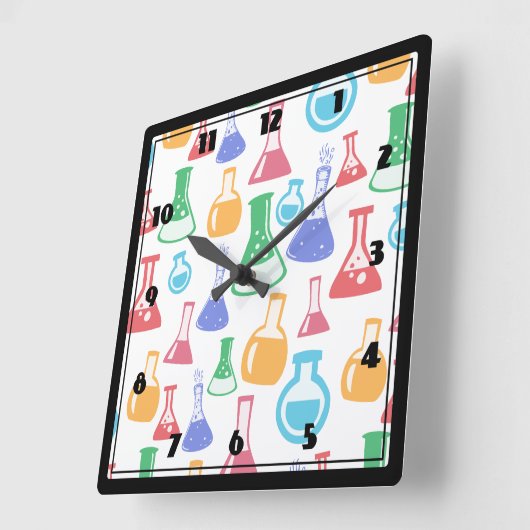 Bekers en Flasks Leuk Wetenschapspatroon Vierkante Klok (Hoek)
