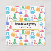 Bekers en Flasks Leuk Wetenschapspatroon Vierkante Visitekaartje (Voorkant)