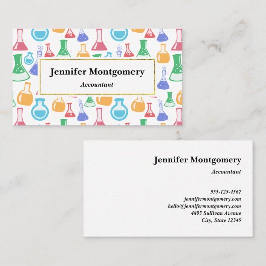 Bekers en Flasks Leuk Wetenschapspatroon Visitekaartje (Voorkant / Achterkant)