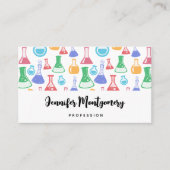 Bekers en Flasks Leuk Wetenschapspatroon Visitekaartje (Voorkant)