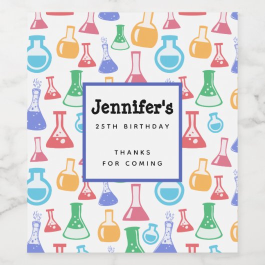 Bekers en Flasks Leuk Wetenschapspatroon Wijn Etiket (Enkel label)