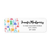 Bekers en Flasks Leuke Wetenschap Patroon Adres Etiket (Voorkant)