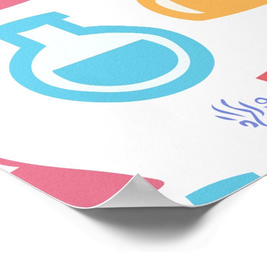 Bekers en Flasks Leuke Wetenschap Patroon Business Poster (Hoek)