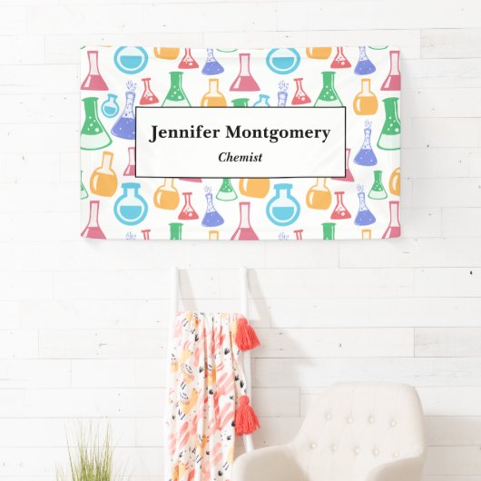 Bekers en Flasks Leuke Wetenschap Patroon Business Spandoek (Insitu)