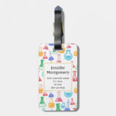Bekers en Kolven Leuk Wetenschapspatroon Monogram Bagagelabel (Achterkant verticaal)
