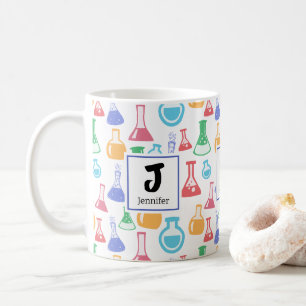 Bekers en Kolven Leuk Wetenschapspatroon Monogram Koffiemok