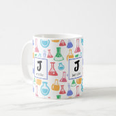 Bekers en Kolven Leuk Wetenschapspatroon Monogram Koffiemok (Voorkant links)