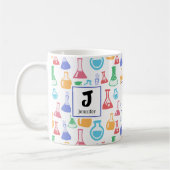 Bekers en Kolven Leuk Wetenschapspatroon Monogram Koffiemok (Links)