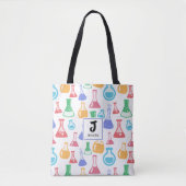 Bekers en Kolven Leuk Wetenschapspatroon Monogram Tote Bag (Voorkant)