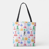 Bekers en Kolven Leuk Wetenschapspatroon Monogram Tote Bag (Achterkant)