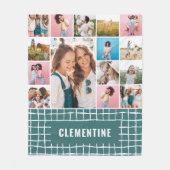 Bekijk 16 foto moderne, minimale blauwgroen microf fleece deken (Voorkant)