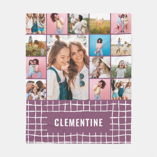 Bekijk 16 foto's modern minimaal paars eenvoudig fleece deken (Voorkant)