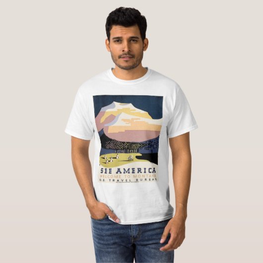 Bekijk Amerika ~ Welkom in Montana T-shirt (Voorkant volledig)