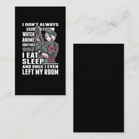 Bekijk Anime Lover Otaku Japans komisch Manga Fan Visitekaartje (Voorkant / Achterkant)