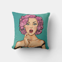 Bekijk Back Pop Art Lady in Black Dress Pillow Kussen