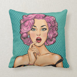 Bekijk Back Pop Art Lady in Black Dress Pillow Kussen