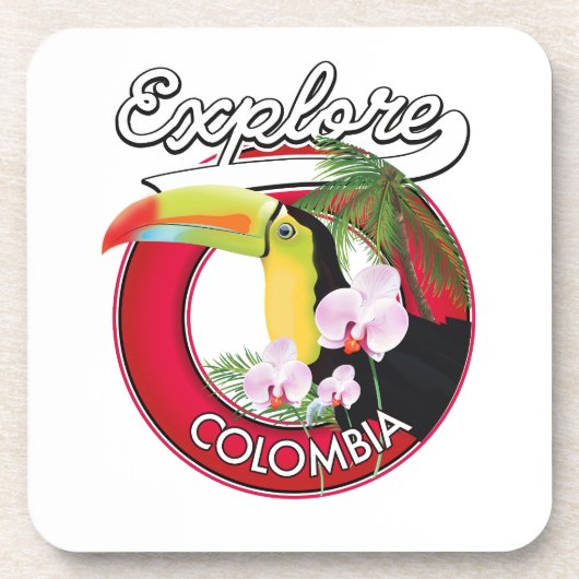 Bekijk Colombia retro logo Bier Onderzetter (Voorkant)