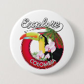 Bekijk Colombia retro logo Ronde Button 7,6 Cm (Voorkant)