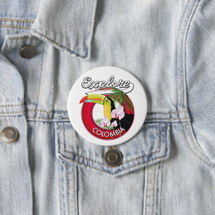 Bekijk Colombia retro logo Ronde Button 7,6 Cm