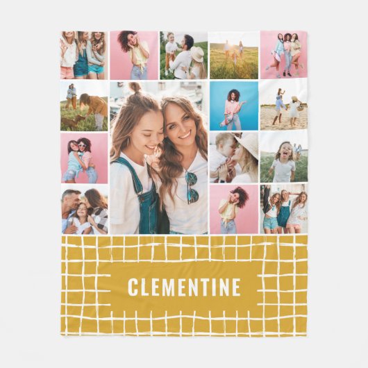 Bekijk de 16 foto moderne, minimale mosterdkreet e fleece deken (Voorkant)