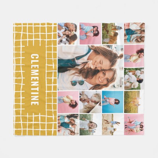 Bekijk de 16 foto moderne, minimale mosterdkreet e fleece deken (Voorkant (Horizontaal))