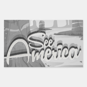 Bekijk de Amerikaanse  Cartoon Rechthoekige Sticker