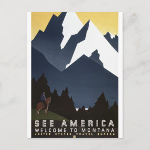 Bekijk de Amerikaanse Welkom bij Montana Vintage T Briefkaart