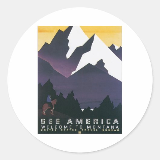 Bekijk de Amerikaanse Welkom in Montana Ronde Sticker (Voorkant)
