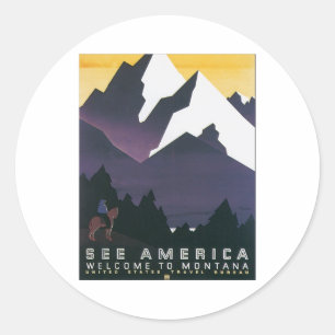 Bekijk de Amerikaanse Welkom in Montana Ronde Sticker