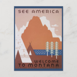 Bekijk de Amerikaanse Welkom in Montana, Vintage T Briefkaart