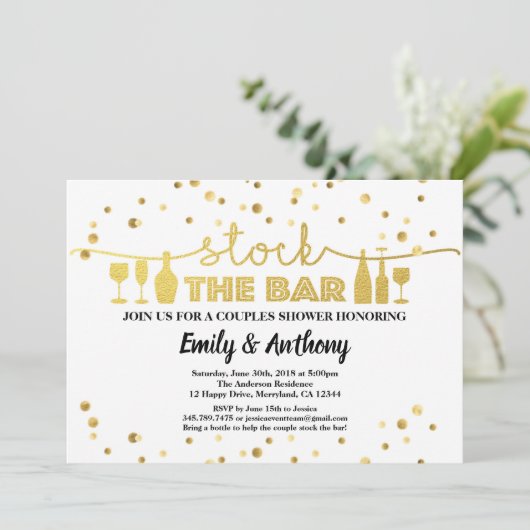 Bekijk de Bar Engagement Party (wit en goud) Kaart (Staand voorkant)