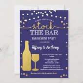 Bekijk de bar verlovingspartij blauw en goud kaart (Voorkant)
