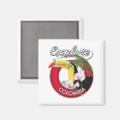 Bekijk de Colombia retro logo Button Magneet (Voorkant / Achterkant)
