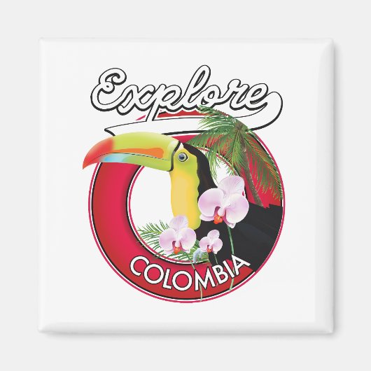 Bekijk de Colombia retro logo Button Magneet (Voorkant)