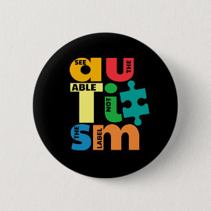 Bekijk de functie niet de labelautisme ronde button 5,7 cm