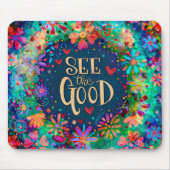 Bekijk de Good Blue Floral Inspirivity Mousepad Muismat (Voorkant)