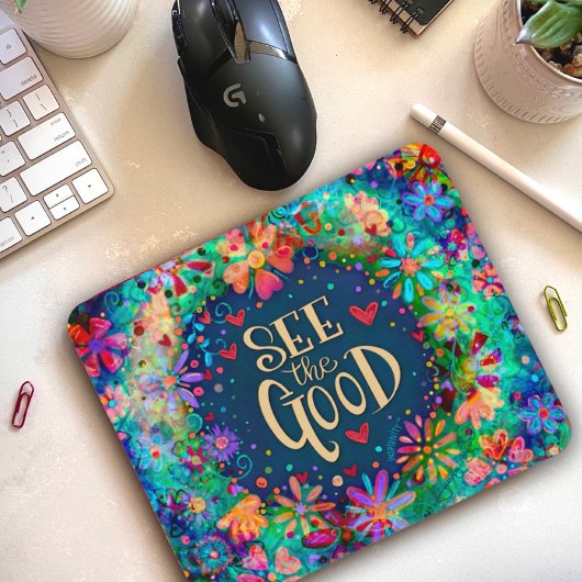 Bekijk de Good Blue Floral Inspirivity Mousepad Muismat