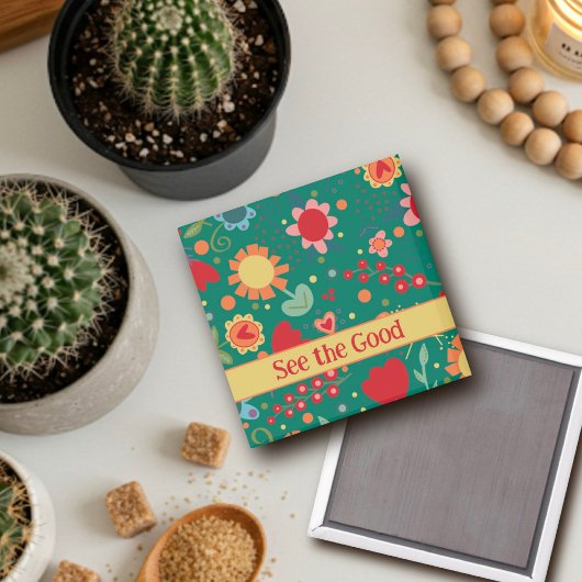 Bekijk de Good Custom Floral Inspirivity Magnet