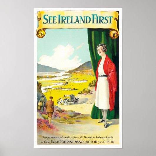 Bekijk de Ierse first vintage-reisposter Poster (Voorkant)